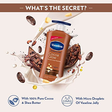 Vaseline Intensive Care 24 hr nourishing Cocoa Glow Body Lotion with Cocoa And Shea Butter, Restores Glow for all skin type - 400 ml